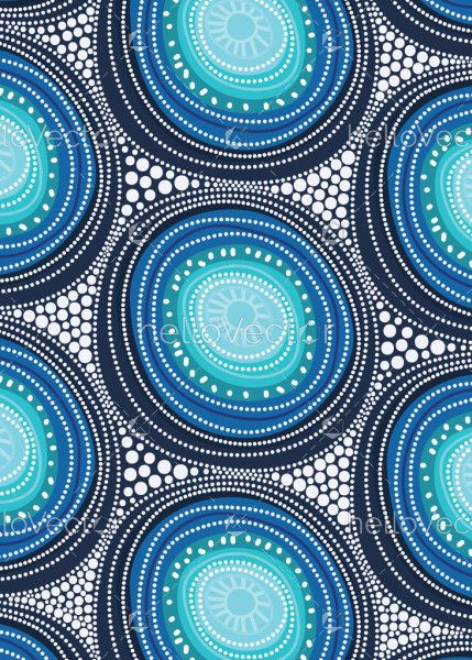 Aboriginal Dot Circle Design Blue Artwork
