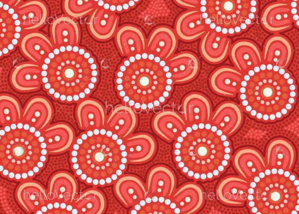 Aboriginal dot design red background