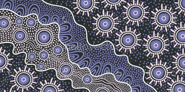 Purple aboriginal dot art background