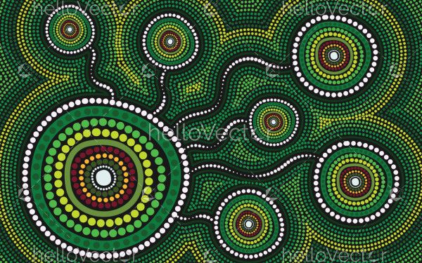 Green Aboriginal Dot Art - Vector
