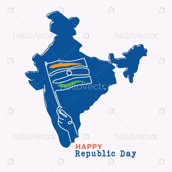 Indian map and flag illustration for republic day