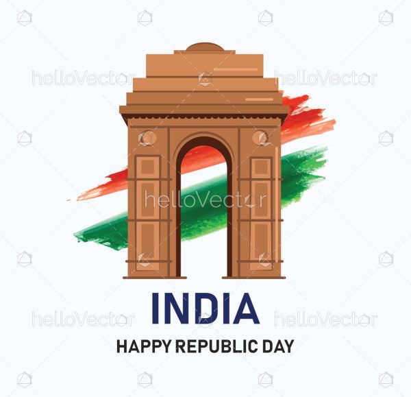 Vector Illustration Of India Gate For Republic Day