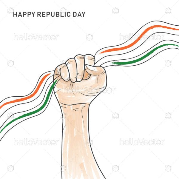 Hand Holding Indian Flag Vector Background