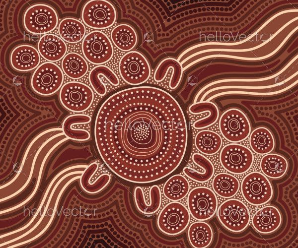 Brown Australian Aboriginal Dot Artwork