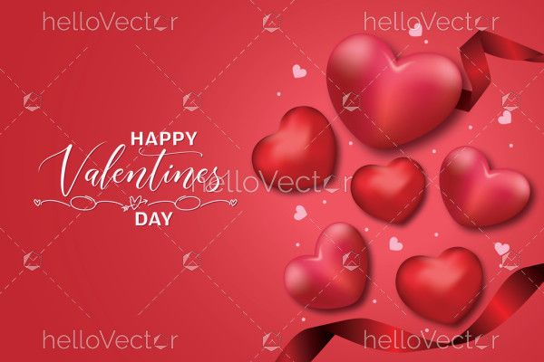 Realistic red hearts background for valentine's day
