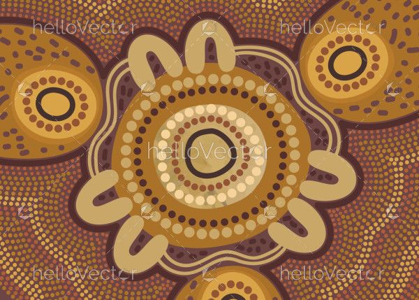 Australian Aboriginal Dot Design Vector Painting