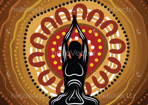 Fitness and meditation concept aboriginal artwork