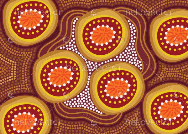Aboriginal Dot Design Connection Artwork - Vector