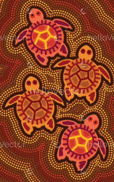 Aboriginal Australian Dot Turtle Artwork - Vector