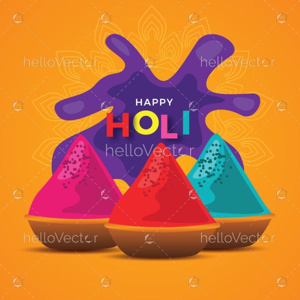 Powder color (Colorful gulaal) illustration for Happy Holi