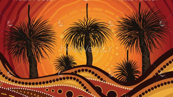 Aboriginal style of grass tree artwork