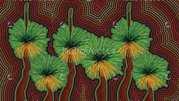 Xanthorrhoea Australis dot artwork - Vector
