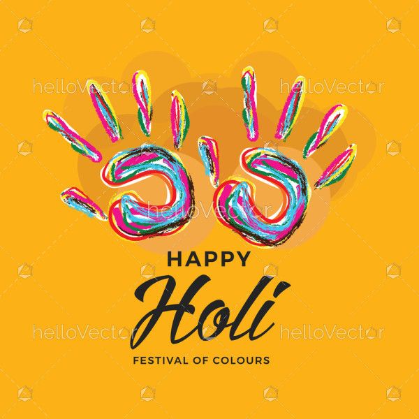 Colorful hand, happy Holi celebration background
