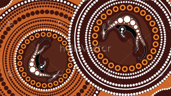 Aboriginal art background with kangaroo.