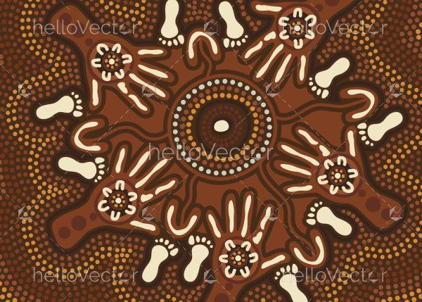 Brown Aboriginal Hand Print Artwork