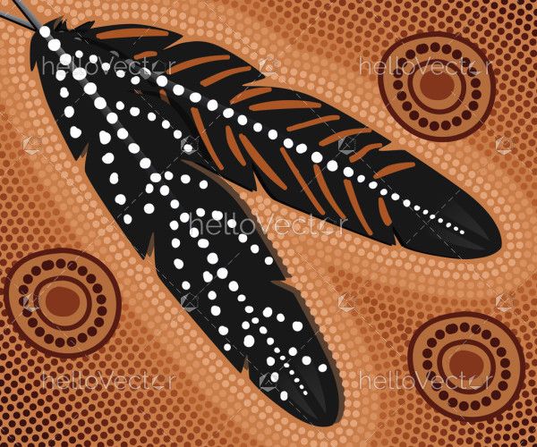 Aboriginal dot feather art illustration