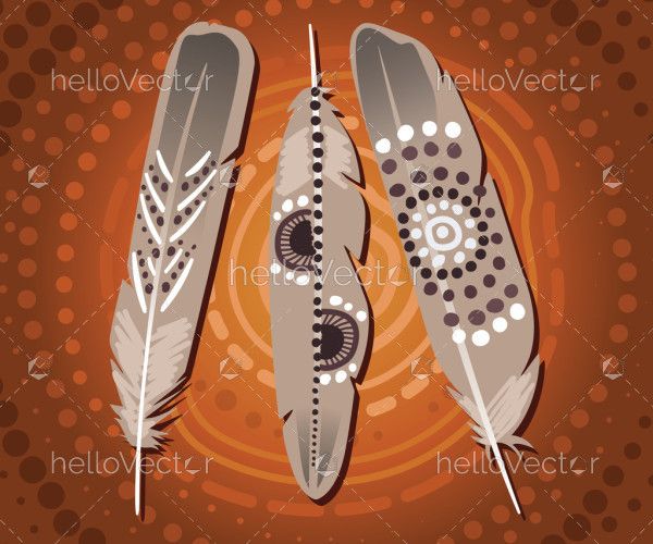 Aboriginal style of feather art - Illustration