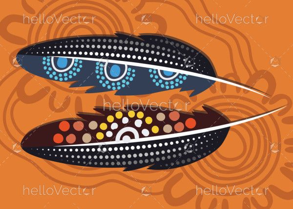 Feather Aboriginal Vector Painting