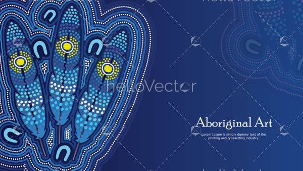 Aboriginal banner background with dotted feather
