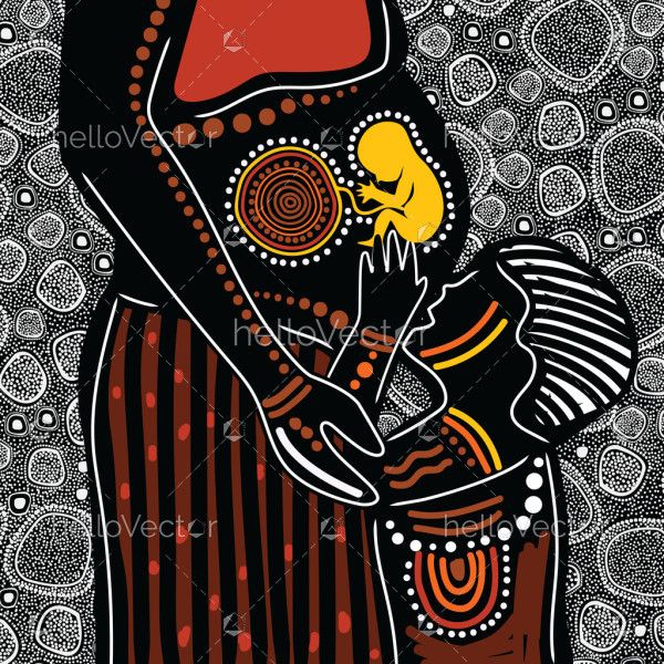 Mother and child love aboriginal dot art