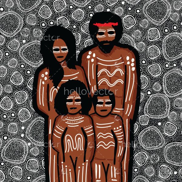 Family painting - Aboriginal dot art style