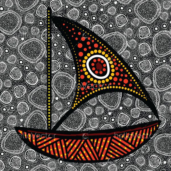 Sailing Boat Aboriginal Dot Art