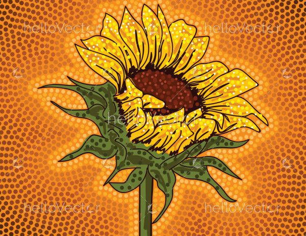 Sunflower Aboriginal Dot Painting