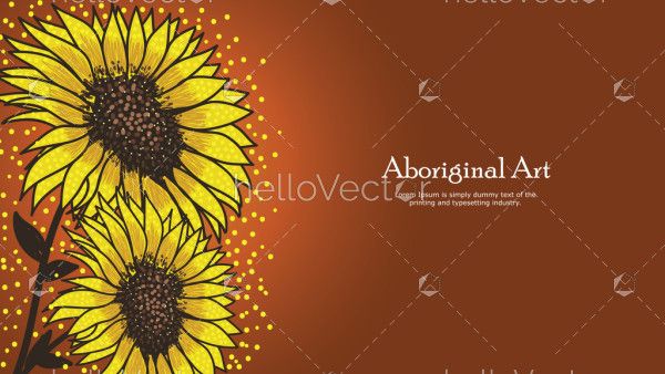 Aboriginal banner background with sunflower