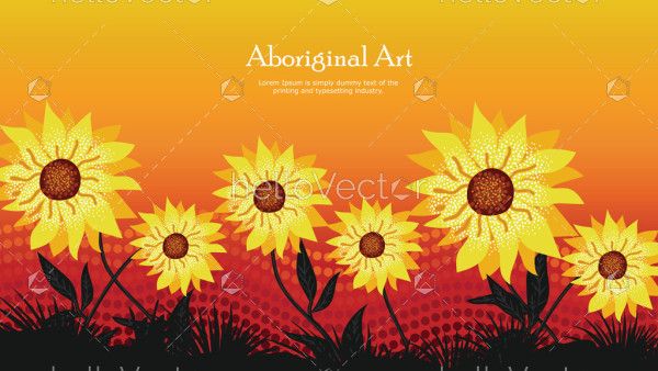 Banner design with sunflower aboriginal dot artwork
