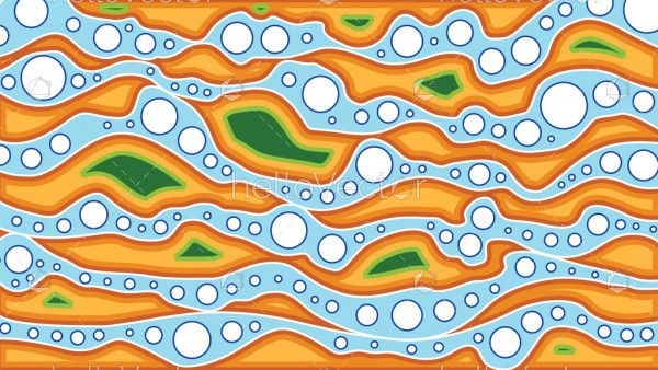 River, Connection concept, Aboriginal art vector background with river