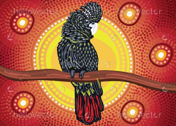 Black Cockatoo On Tree Aboriginal Art