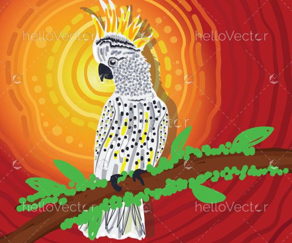 White Cockatoo On Tree Aboriginal Art