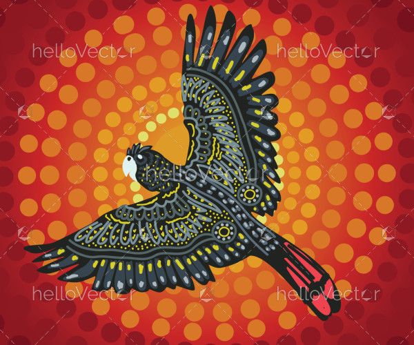 Black Flying Cockatoo Art - Aboriginal