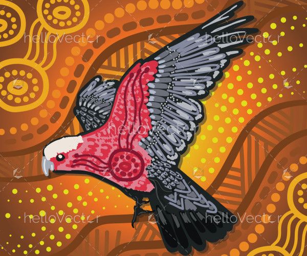 Pink Flying Cockatoo Art - Aboriginal