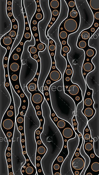 Connection concept, Aboriginal art vector background with river.