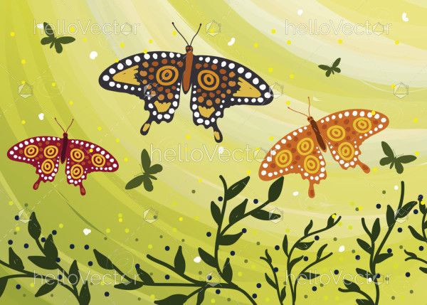 Butterfly aboriginal art vector background