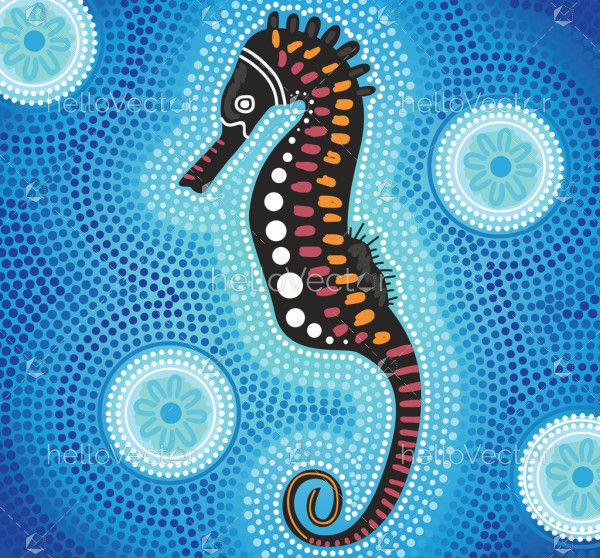 Seahorse dot painting - Aboriginal