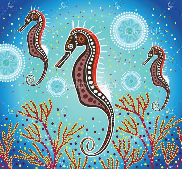 Seahorse aboriginal artwork - Vector