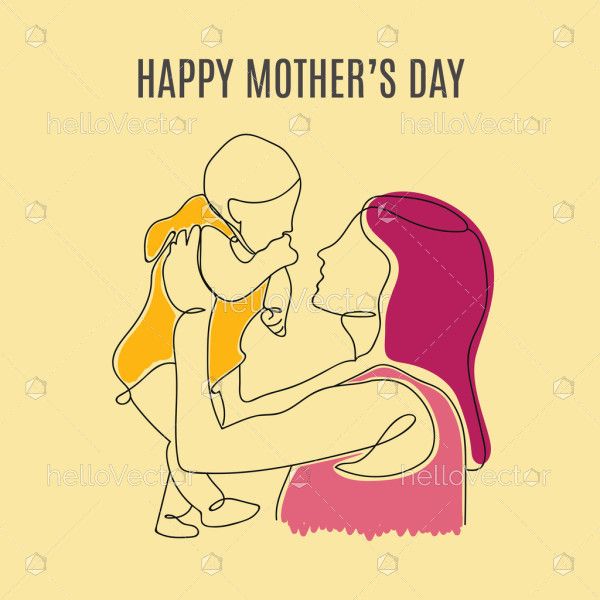 Mom and child illustration for mothers day