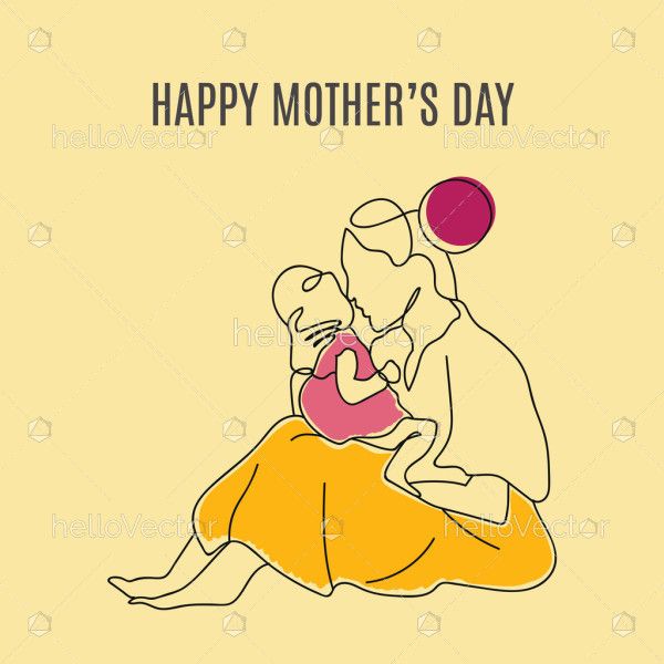 Mom and child love illustration for mothers day