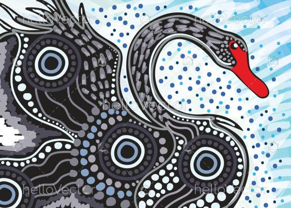 Aboriginal dot artwork with swan
