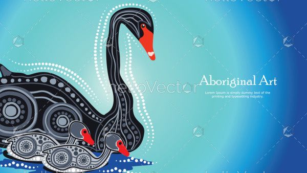 Dot art banner background with Mother and baby swan