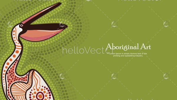 Aboriginal dot art poster design with pelican