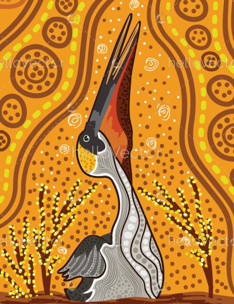 Pelican Dot Painting - Aboriginal
