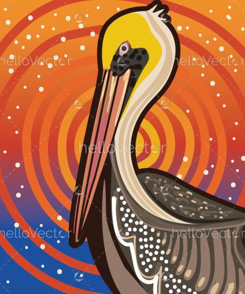 Pelican aboriginal artwork - Vector
