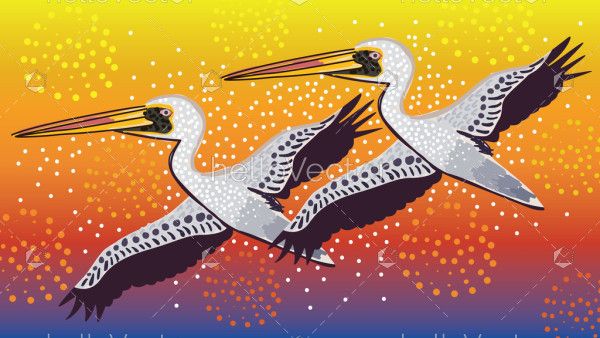 Flying pelican aboriginal dot artwork