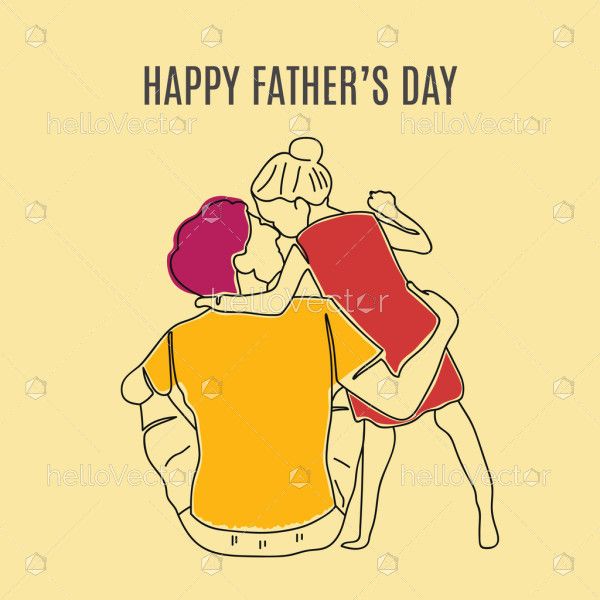 Father and daughter love illustration for father's day