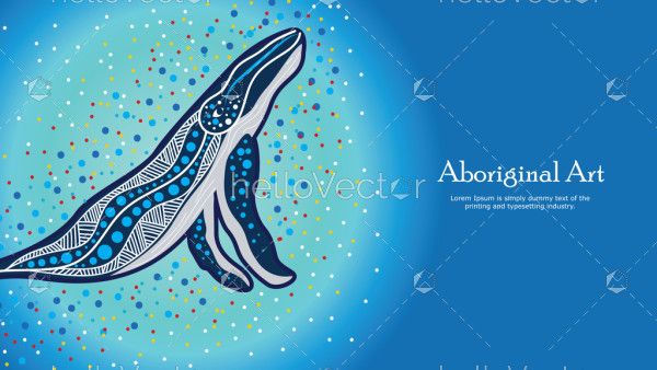 Aboriginal dot art banner design with Whale