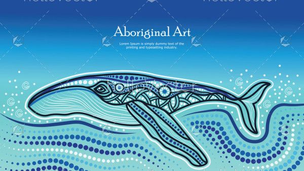 Aboriginal art banner background with Whale