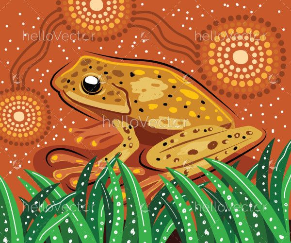 Frog art in aboriginal dot style